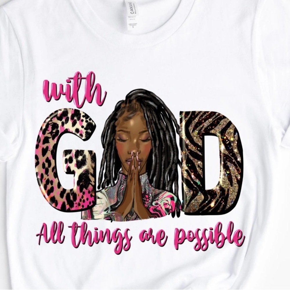 Pink and White Graphic Short Sleeve Tee